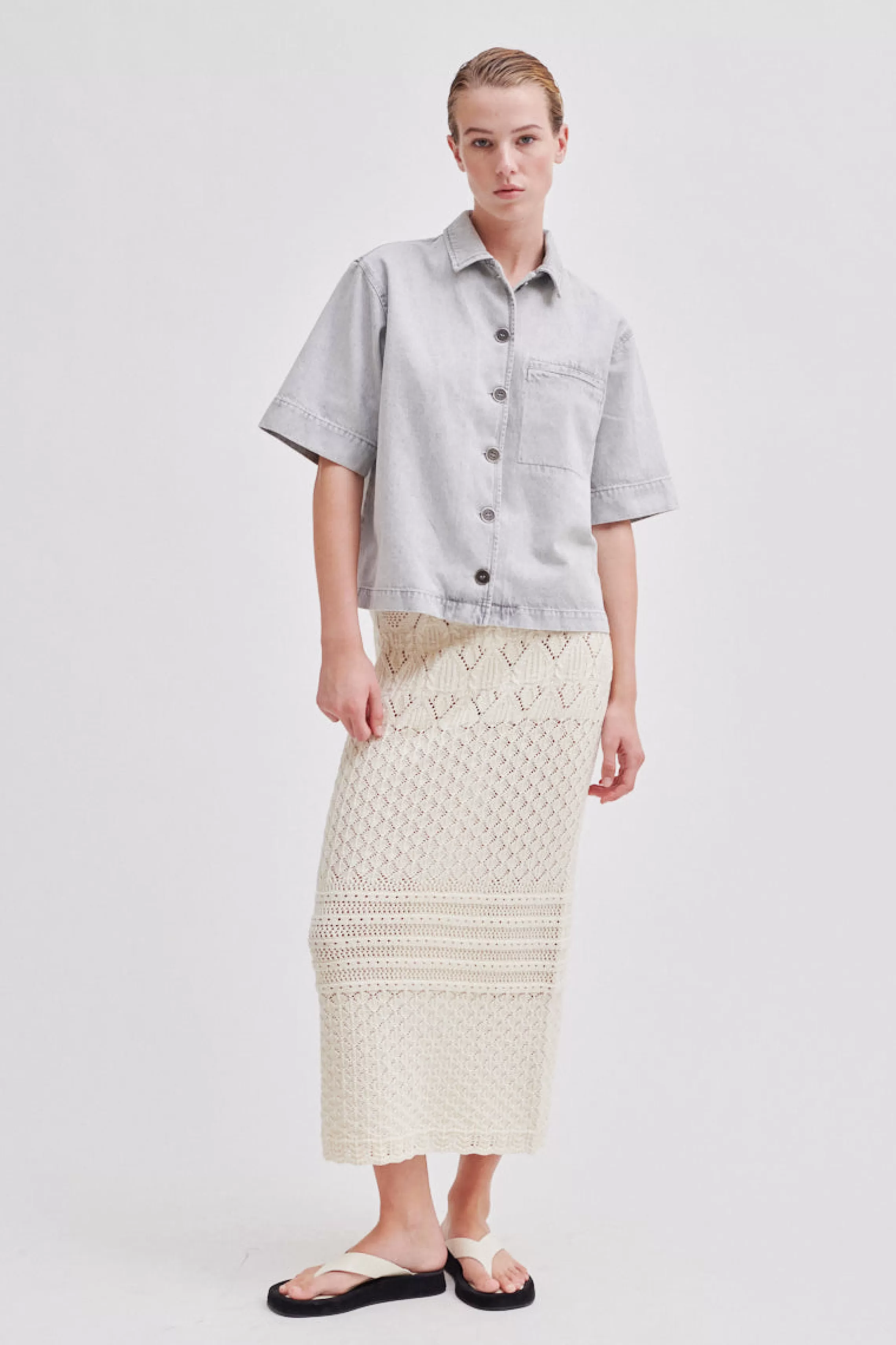 Second Female Röcke Und Shorts<Allora Knit Skirt Dark Chalk