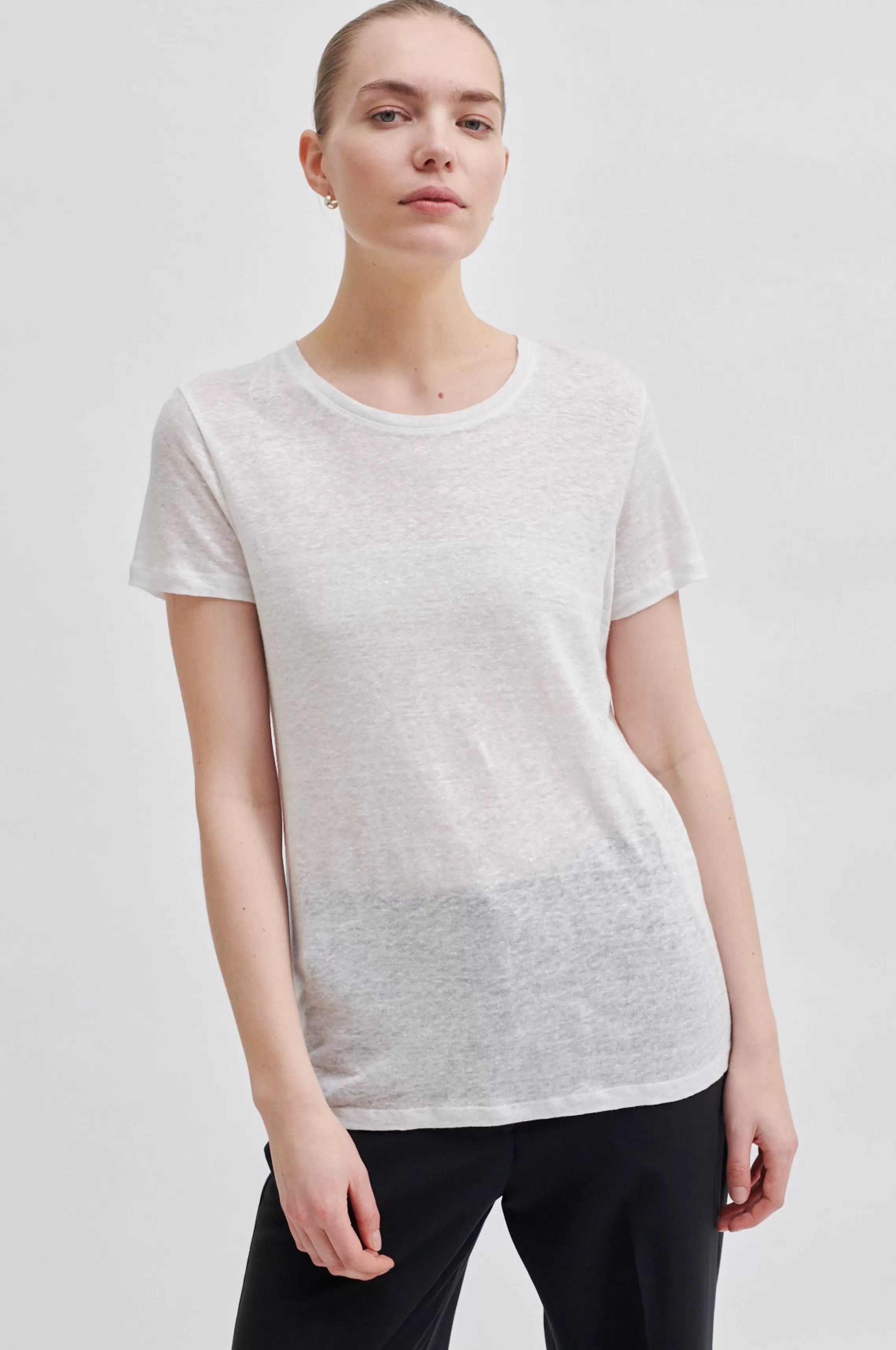 Second Female Tops Und T-Shirts<Peony O-Neck Tee White