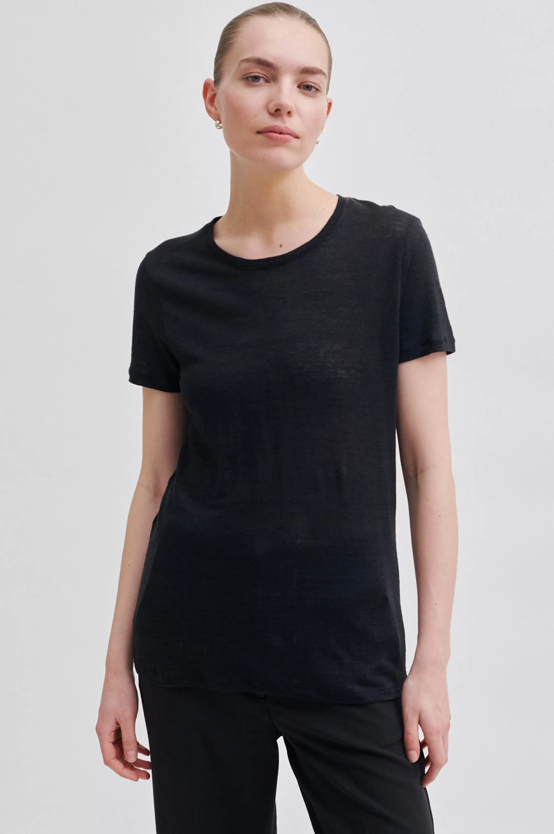 Second Female Tops Und T-Shirts<Peony O-Neck Tee Black